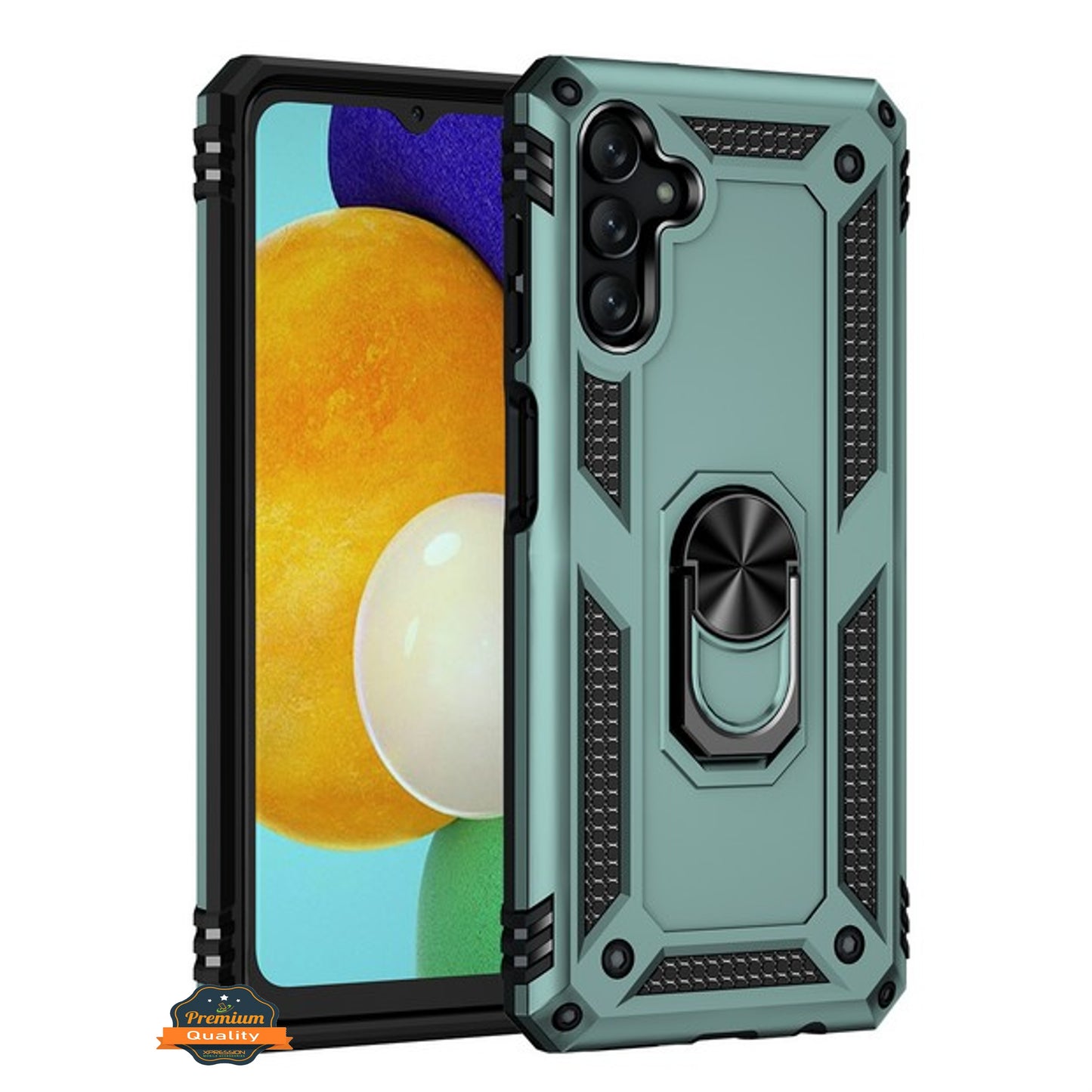 For Samsung Galaxy A13 5G Shockproof Hybrid Dual Layer PC + TPU with Ring Stand Metal Kickstand Heavy Duty Rugged Armor Shell Phone Case Cover
