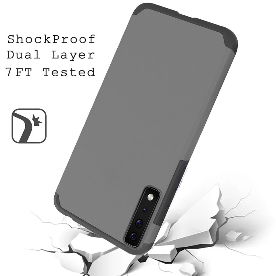 For Samsung Galaxy A23 Slim Corner Protection Shock Absorption Hybrid Dual Layer Hard PC + TPU Rubber Armor Defender Gray Phone Case Cover