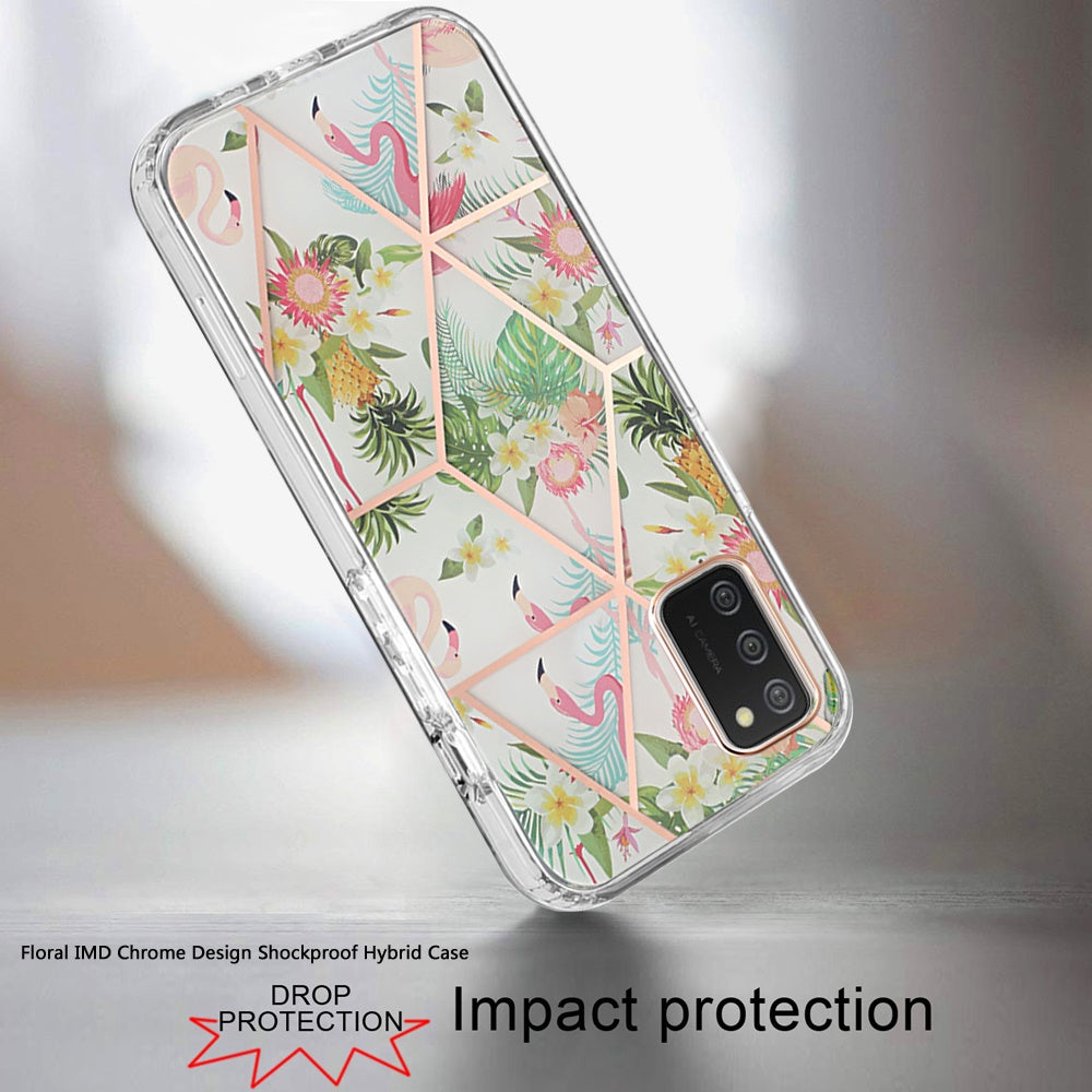 For Samsung Galaxy A02S Fashion Floral IMD Design Flower Pattern Hybrid Protective Hard PC Rubber TPU Slim Back Shockproof Phone Case Cover