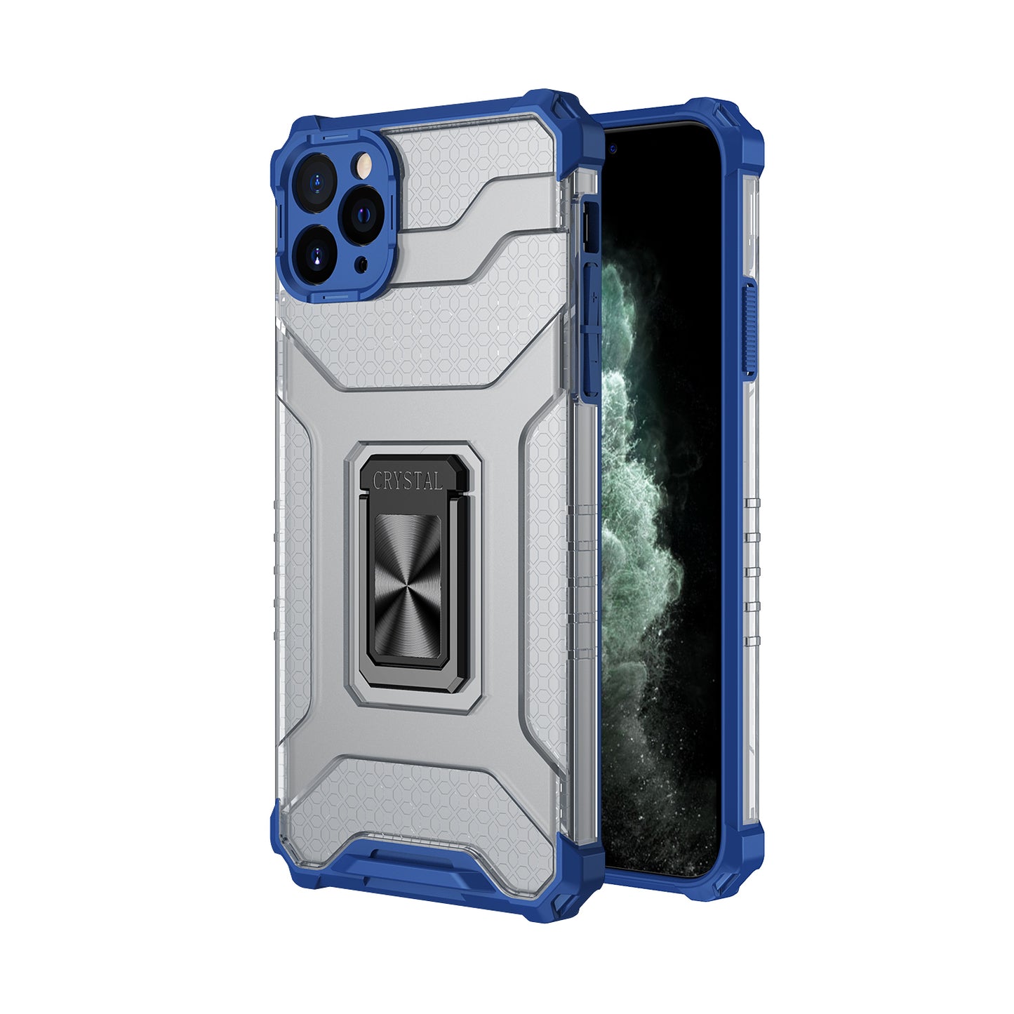 For Apple iPhone SE 2022 /SE 2020/8/7 Transparent 360 Rotation Built-in Ring Kickstand Holder Hybrid Rugged Armor Bumper Phone Case Cover