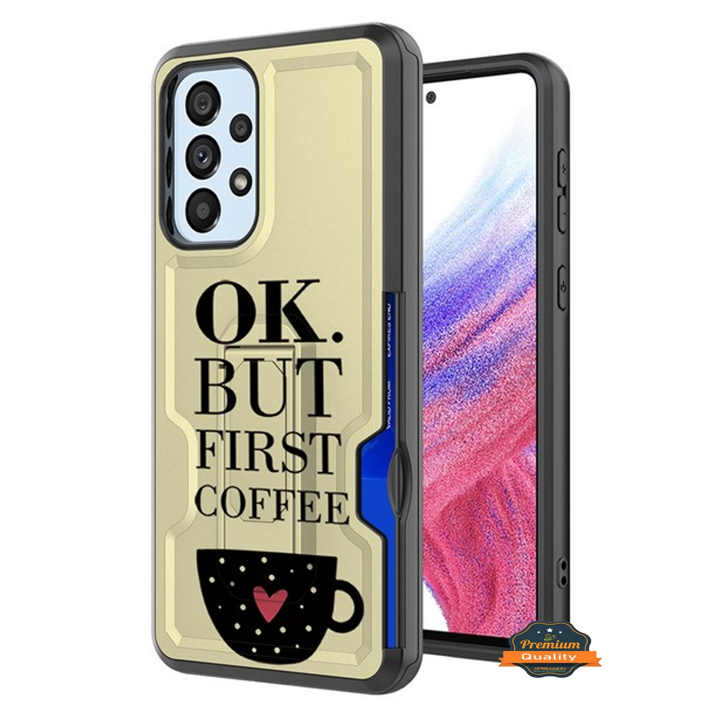 For Samsung Galaxy A03S Hidden Wallet Credit Card Slots with Kickstand Back Design Fashion Hybrid Shockproof Hard Phone Case Cover