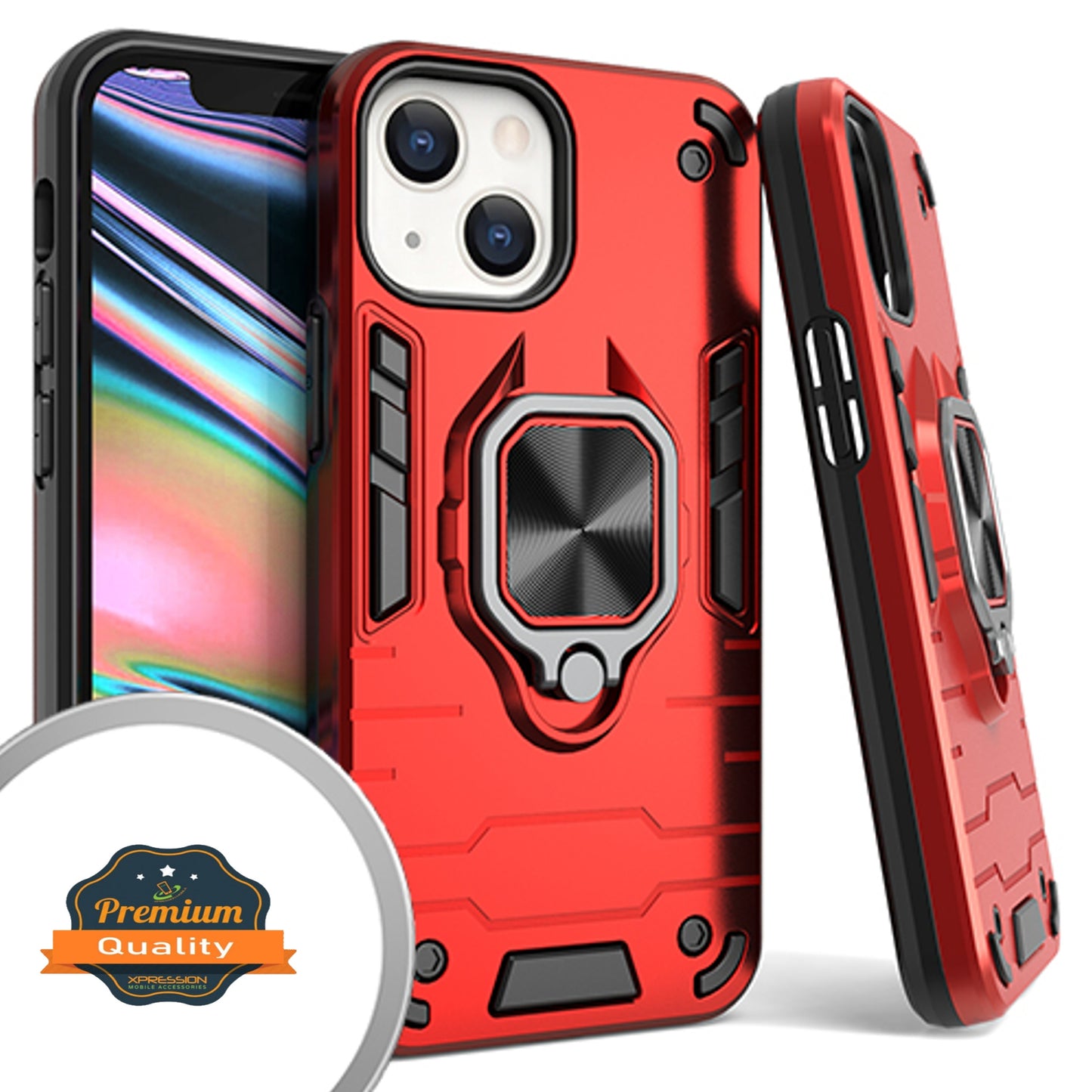 For Apple iPhone 14 (6.1") Military Grade Protection Heavy Duty Armor Shockproof with 360 Ring Kickstand Stand Holder Phone Case Cover