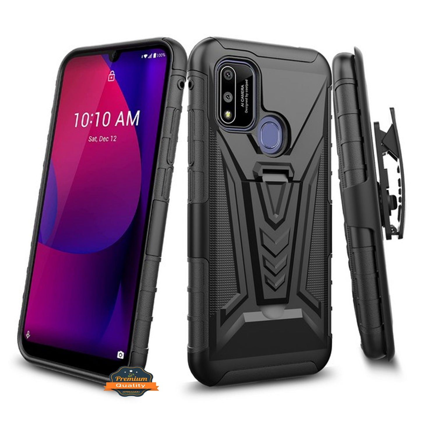 For Coolpad Suva Hybrid Armor Kickstand with Swivel Belt Clip Holster Stand Heavy Duty 3 in 1 Defender Shockproof Rugged Phone Case Cover