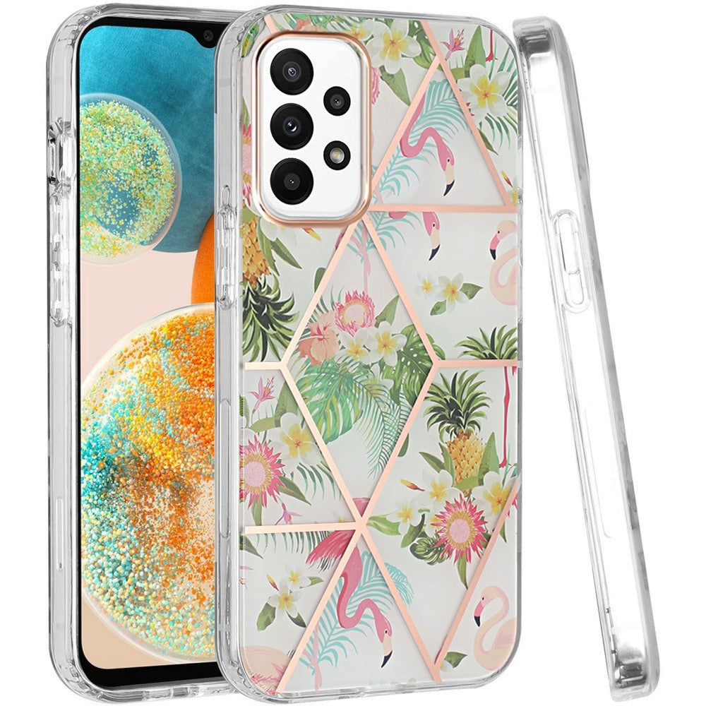 For Samsung Galaxy A23 5G Fashion Floral IMD Design Flower Pattern Hybrid Protective Hard Rubber TPU Slim Back Phone Case Cover