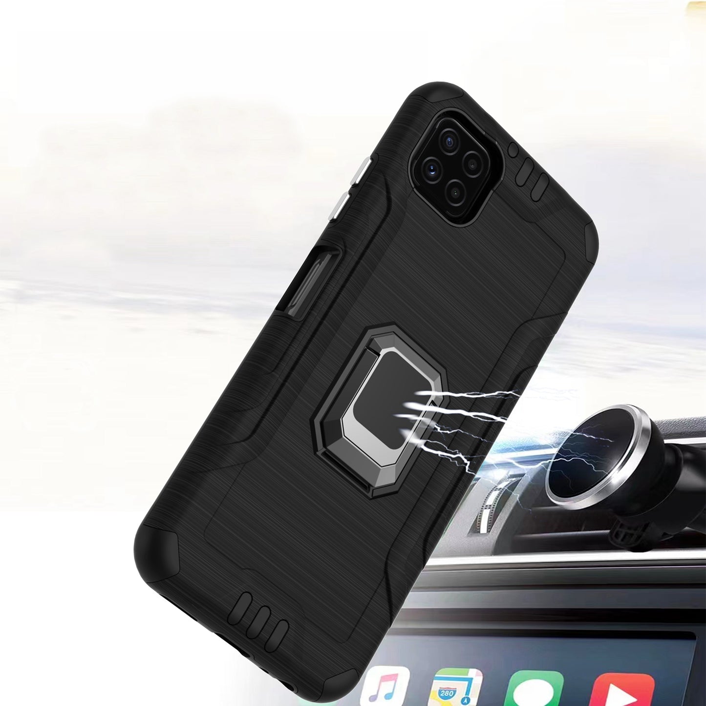 For Samsung Galaxy A22 5G Hybrid Ring Holder Kickstand Shockproof Magnetic Design Rugged Bumper Armor Drop Protective Phone Case Cover