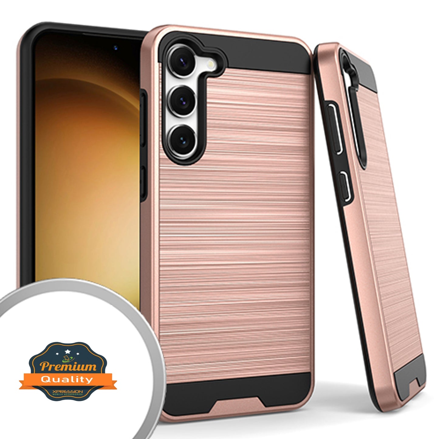 For Samsung Galaxy A54 5G Hybrid Brushed Metal Texture Rugged Slim Shockproof Dual Layers 2-Piece Hard PC + Soft TPU Phone Case Cover