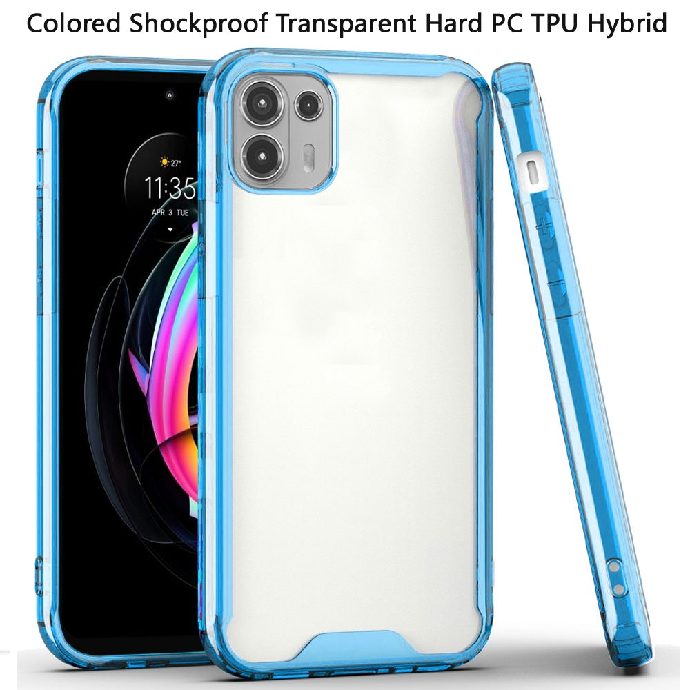 For Motorola Edge 20 Lite Colored Shockproof Transparent Hard PC + Rubber TPU Hybrid Bumper Shell Ultra Thin Slim Protective Phone Case Cover