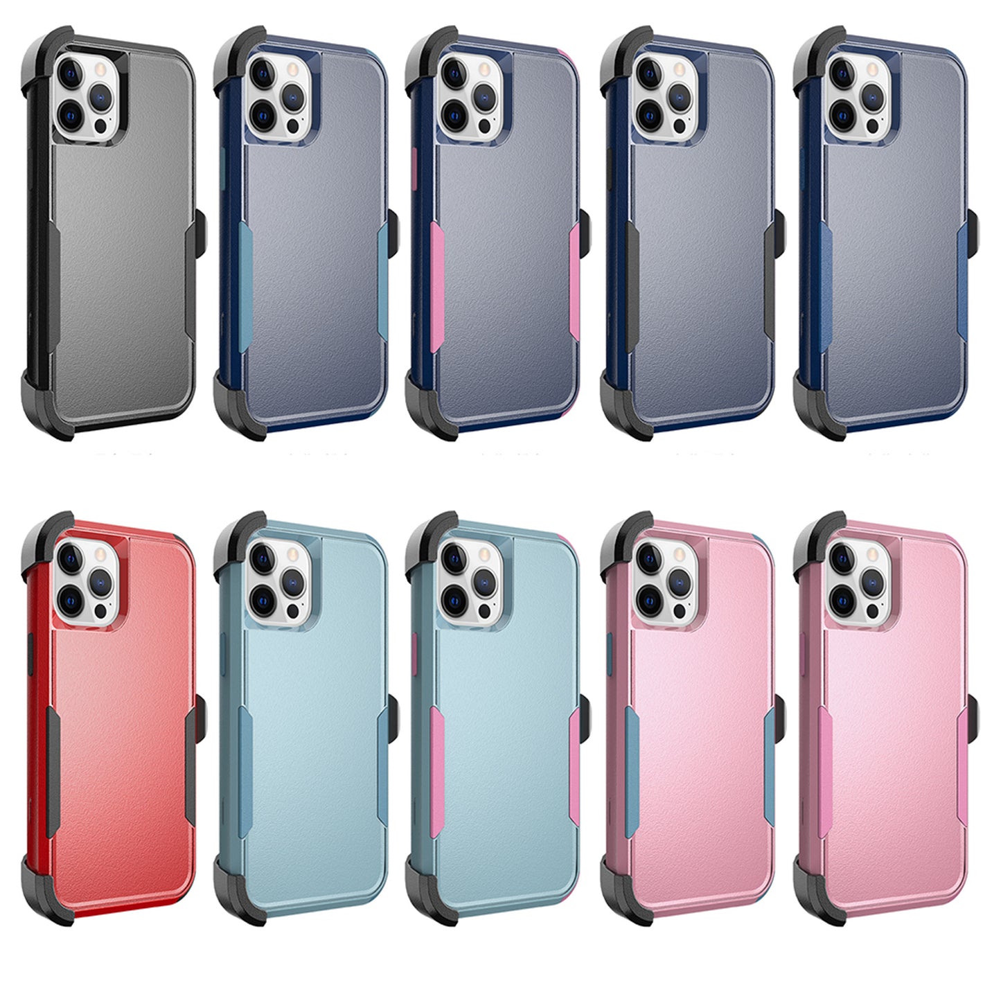 For Apple iPhone 13 / Pro Max Heavy Duty Cases with Rotatable Holster Kickstand Belt Clip Combo Hard PC + TPU Rugged Hybrid Bumper Phone Case Cover