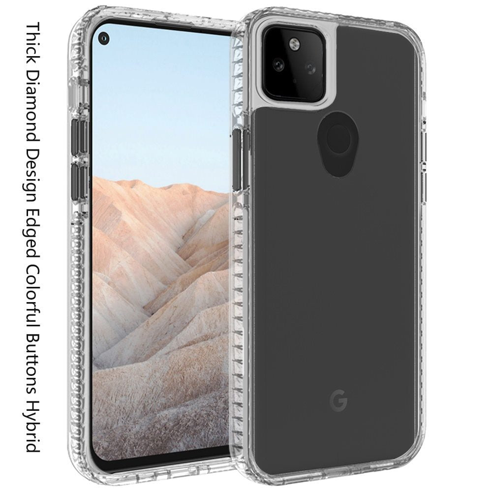For Samsung Galaxy A33 5G Crystal Transparent Rugged Shockproof Hybrid PC+TPU Colorful Buttons Military Grade Protection Back Phone Case Cover