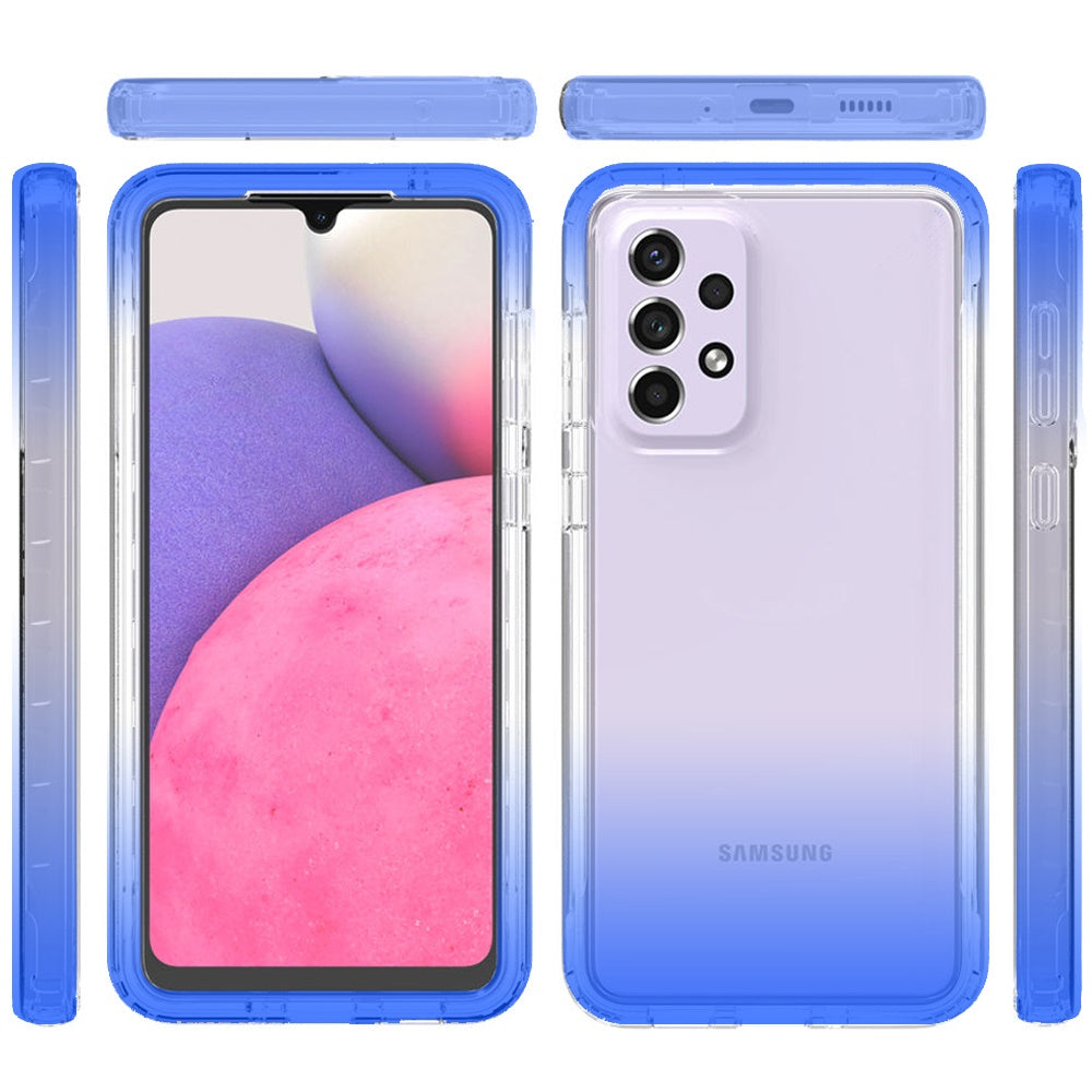 For Samsung Galaxy A33 5G Dual Layer Hybrid Clear Gradient Two Tone Transparent Shockproof Rubber Hard Protective Frame Phone Case Cover