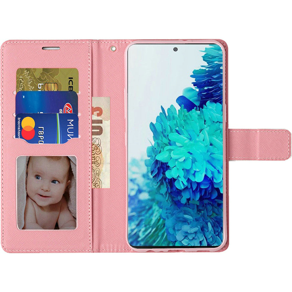 For Samsung Galaxy A22 5G Design Wallet Case ID Money Credit Card Holder Leather Folio Pocket Flip Pouch & Strap Phone Case Cover