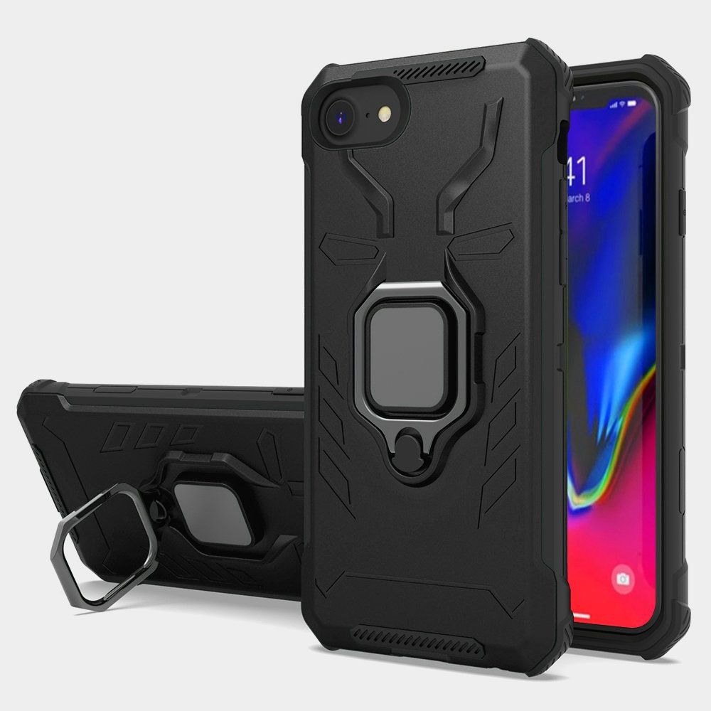 For Apple iPhone SE 2022 /SE 2020/8/7 Hybrid TPU Armor Military Protection Heavy Duty Shockproof with 360 Rotatable Ring Phone Case Cover