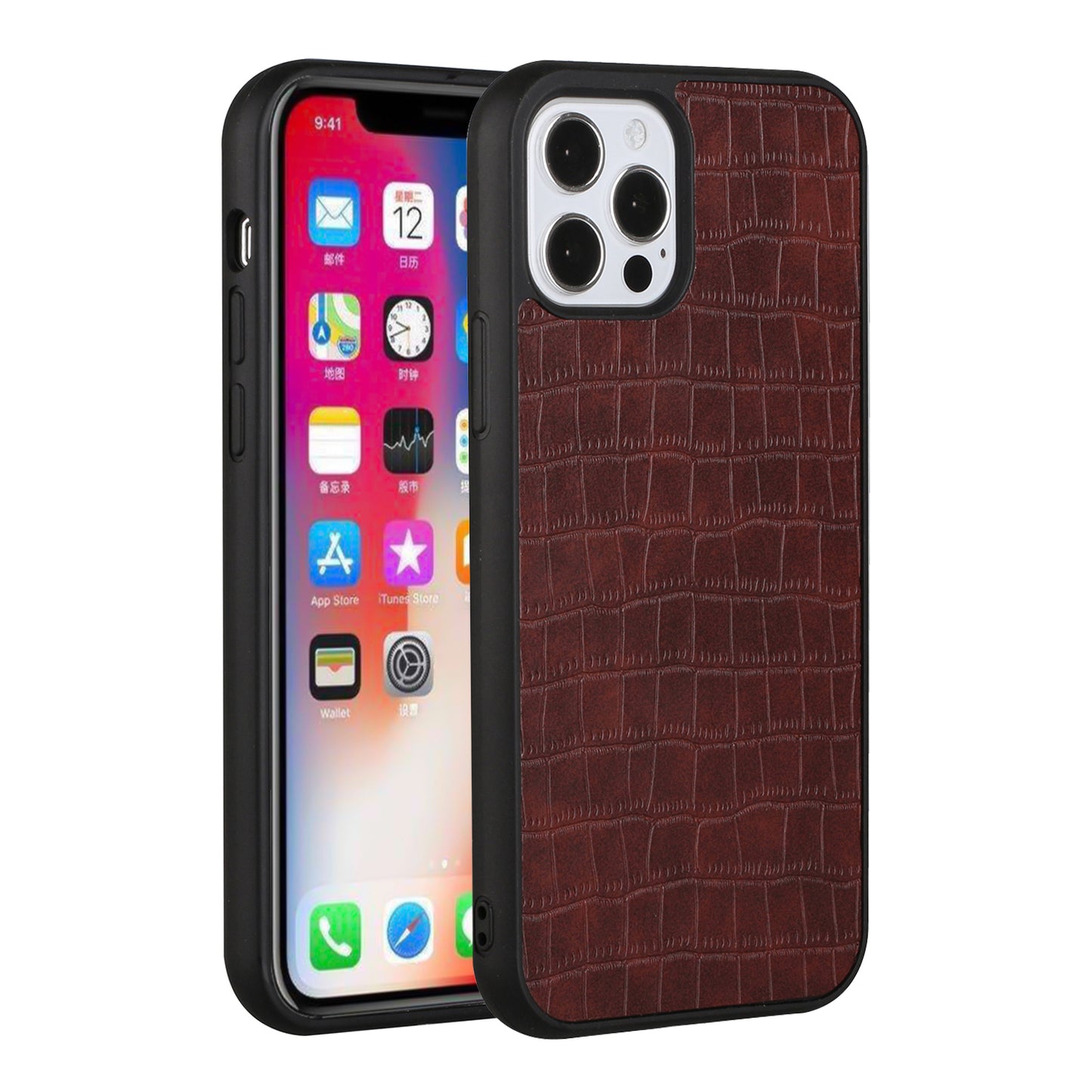 For Apple iPhone 13 Pro Max (6.7") Ultra Slim Thin PU Leather Crocodile Flip Snap On Hybrid Shockproof TPU PC Hard Shell Phone Case Cover