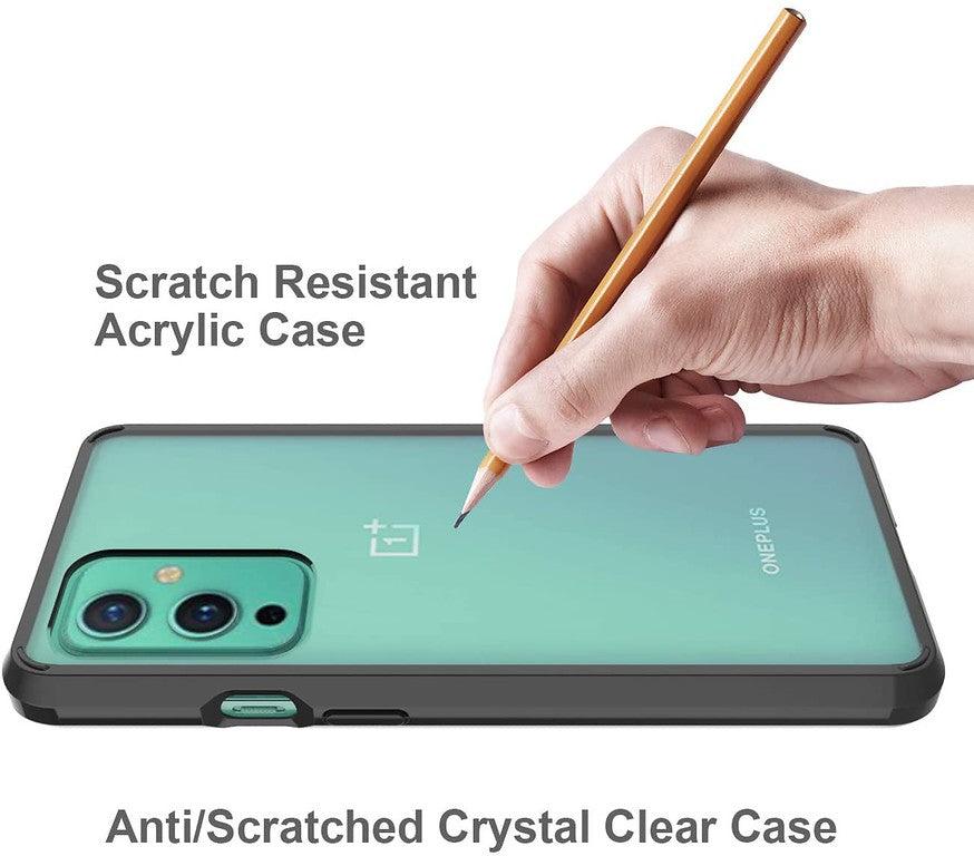 For Samsung Galaxy A23 5G Crystal HD Clear Back Panel + TPU Bumper Frame Hybrid Thin Slim Hard Shockproof Defender Black Phone Case Cover