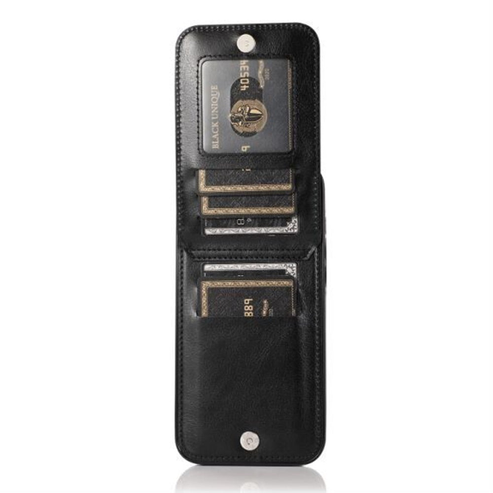 For Apple iPhone 13 Pro Max Wallet Case with Credit Card Holder Vertical Leather Kickstand Magnetic Buttons Flip Pouch Phone Case Cover