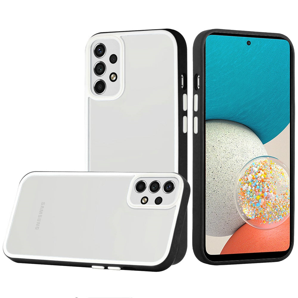 For Samsung Galaxy A53 5G Hybrid Transparent Colored Frame Bumper Hard Back Shockproof Slim TPU Silicone Protective Phone Case Cover