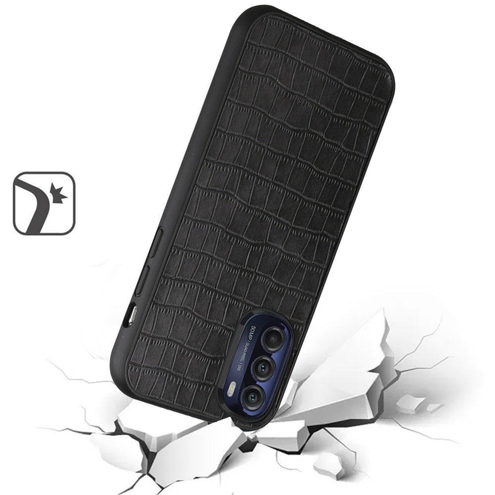 For Motorola Moto G 5G 2022 Thin PU Leather Crocodile Design Flip Snap On Hybrid Shockproof TPU PC Hard Shell Durable Phone Case Cover