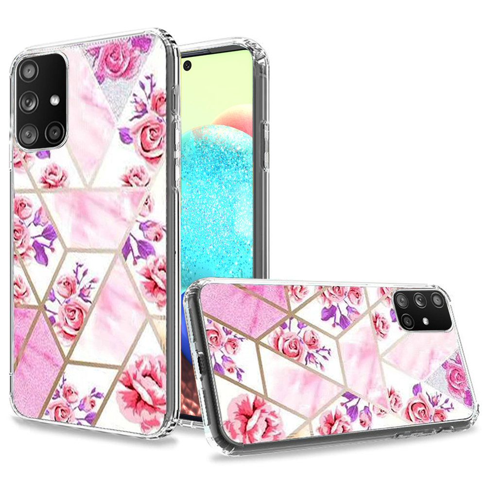 For Samsung Galaxy A71 5G Hybrid Design Graphic Fashion Colorful Sparkle Pattern Silicone Skin TPU Hard PC Armor Ultra Slim Phone Case Cover