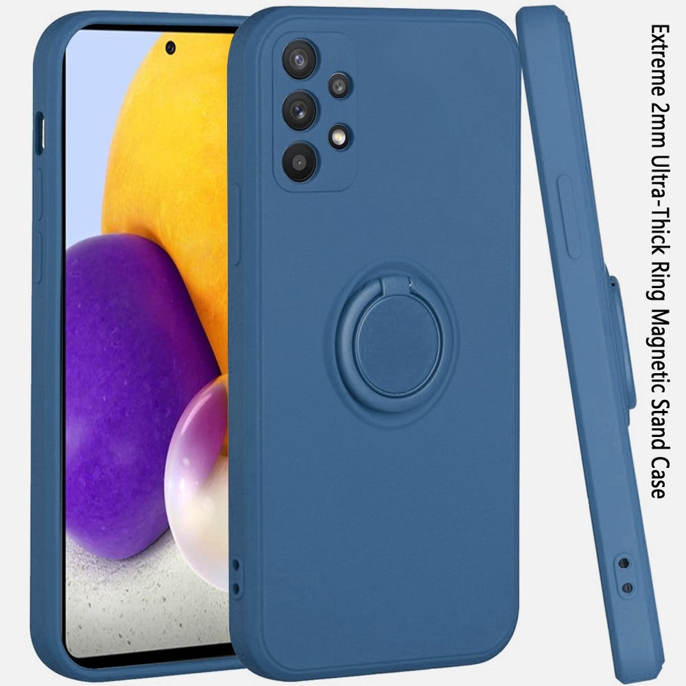 For Samsung Galaxy A73 5G Slim Silicone Soft Rubber Hybrid with Ultra-Thick Ring Magnetic Stand Holder Car Mount Supported Hard Protective Phone Case Cover