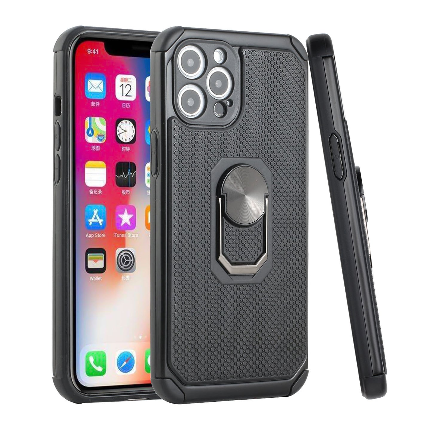 For Apple iPhone 11 (6.1") Slim Rugged TPU Shockproof Hybrid with Magnetic Ring Stand Holder Phone Case Cover