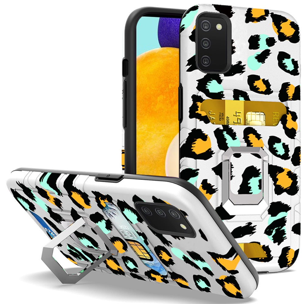 For Samsung Galaxy A03S Wallet Case Designed with Credit Card Slot Holder & Magnetic Stand Kickstand Ring Heavy Duty Hybrid Armor Phone Case Cover