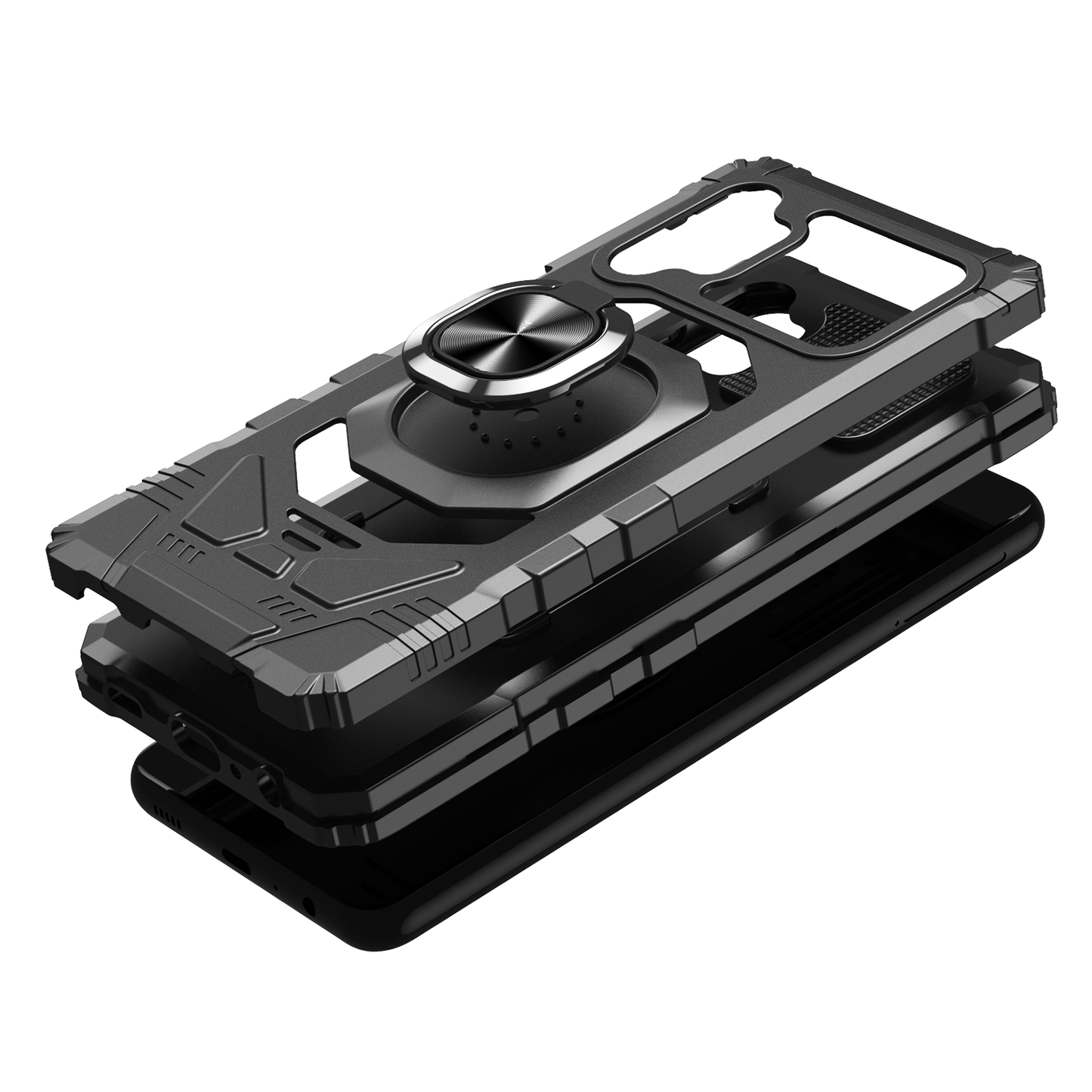 For Samsung Galaxy A32 5G Hybrid Dual Layer with Rotate Magnetic Ring Stand Holder Kickstand, Rugged Shockproof Hard Protective Phone Case Cover