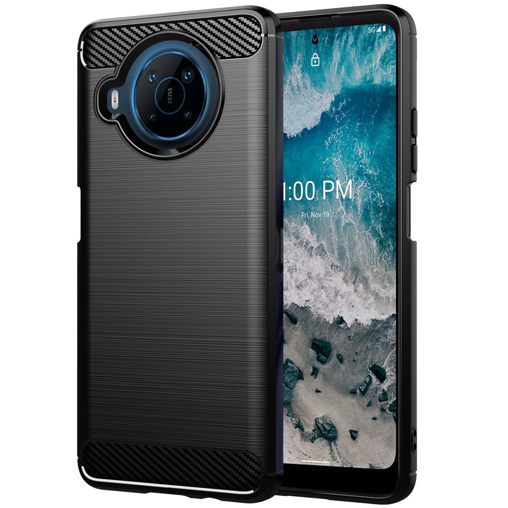 For Nokia X100 Carbon Fiber Design Slim Fit Silicone Soft Skin Flexible Lightweight TPU Gel Rubber Absorbing Rugged Brushed Phone Case Cover