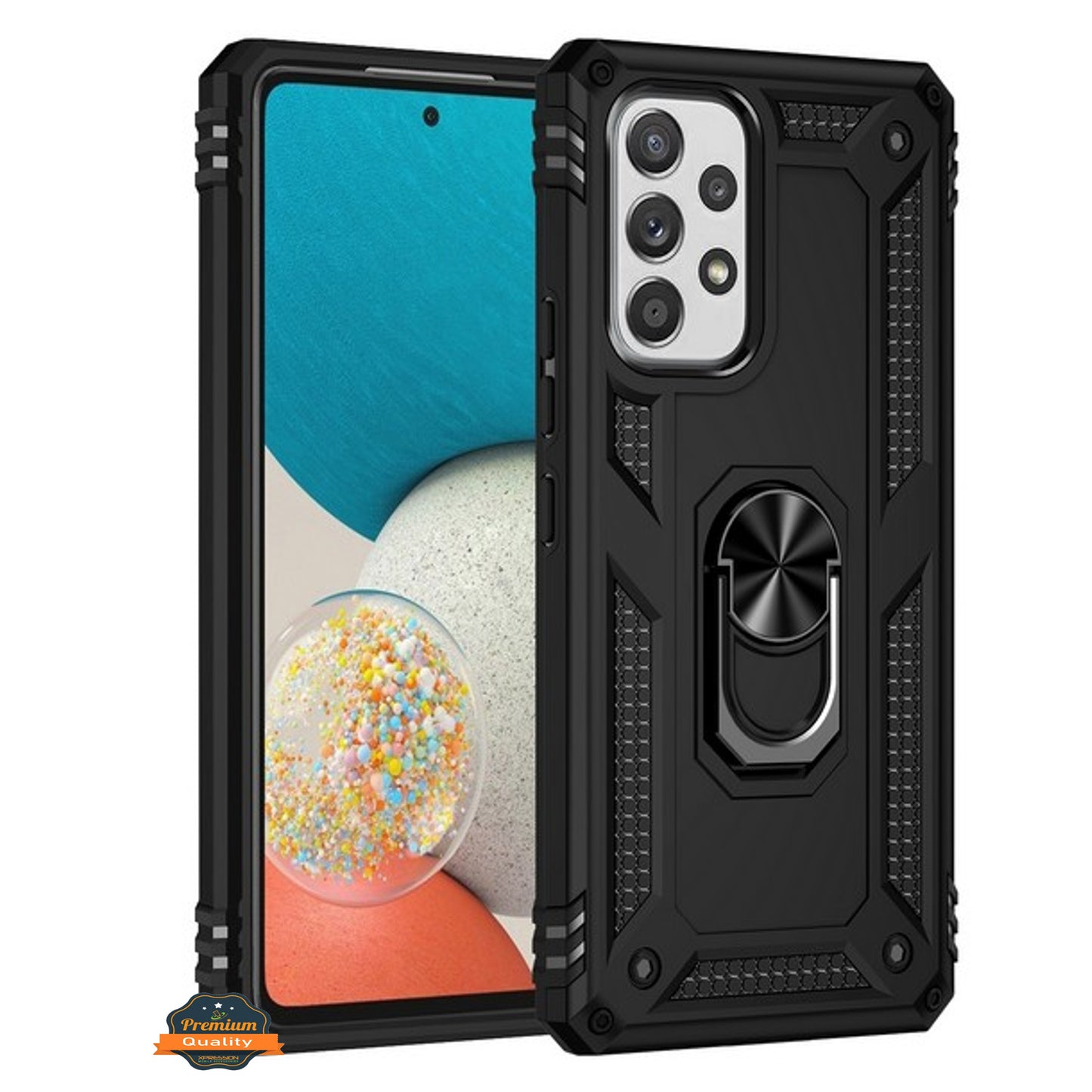 For Samsung Galaxy A03S Shockproof Tuff Hybrid Dual Layer PC TPU with 360° Ring Stand Metal Kickstand Heavy Duty Shell Phone Case Cover