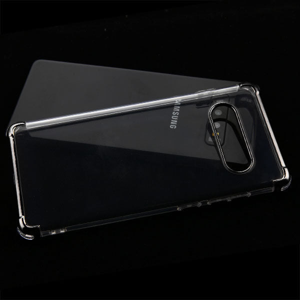For Samsung Galaxy S10 (6.1") Slim Hybrid Transparent Rubber Gummy Hard PC Silicone Electroplating Clear / Black Phone Case Cover