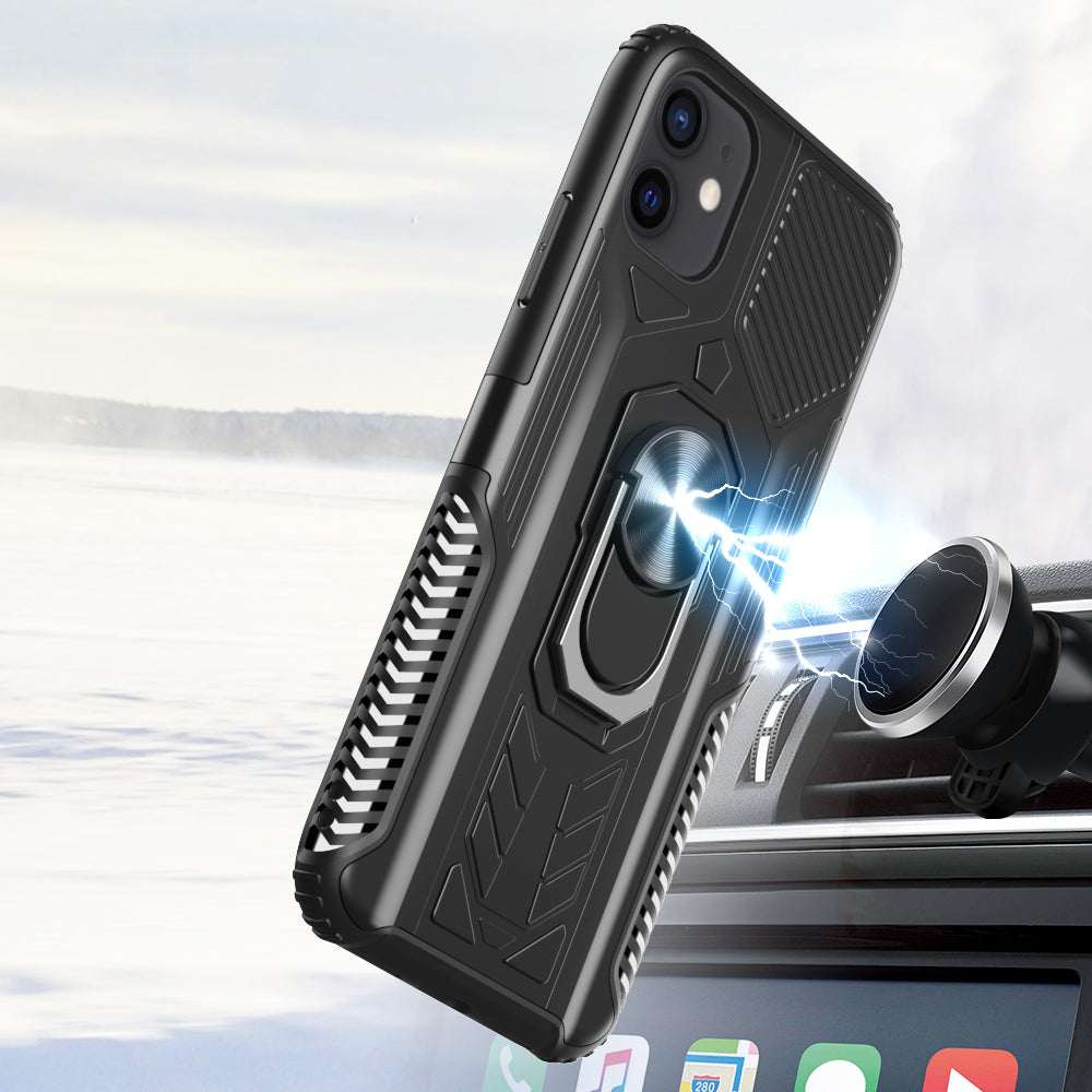 For Apple iPhone XR Military Grade Hybrid Heavy Duty 2 in 1 Protective Hard PC and Soft Silicone with Ring Stand Holder Phone Case Cover