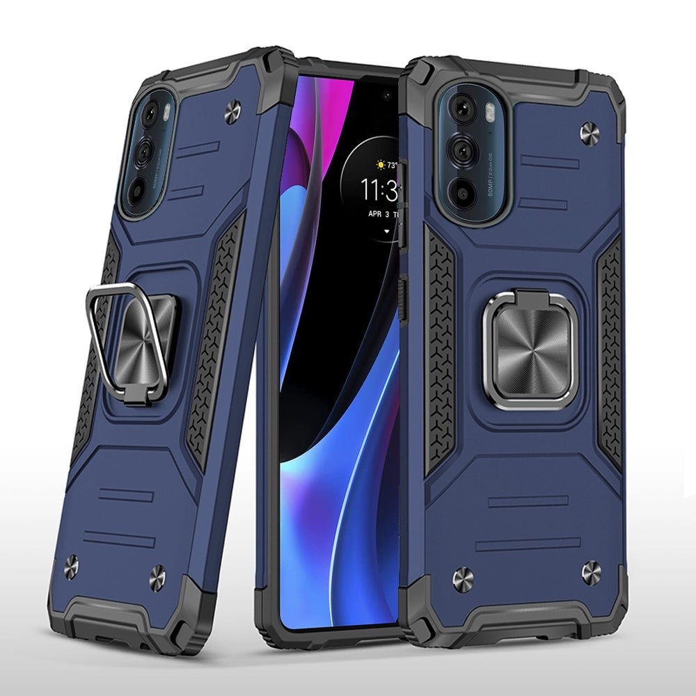 For Motorola Edge+ 2022 /Edge Plus Armor Hybrid with Ring Holder Kickstand Shockproof Heavy-Duty Durable Dual Layer Phone Case Cover