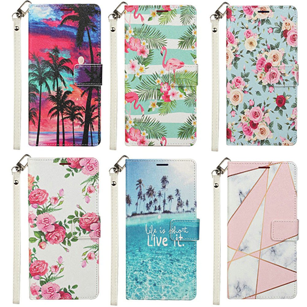 For Samsung Galaxy A02S Wallet Case PU Leather Design Pattern with Credit Card Slot Strap, Stand Magnetic Folio Pouch Phone Case Cover