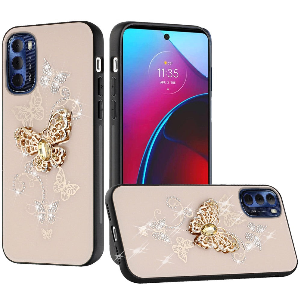 For Motorola Moto G Stylus 2022 4G Diamond Bling Sparkly Glitter Ornaments Engraving Hybrid Ring Stand Fashion Phone Case Cover