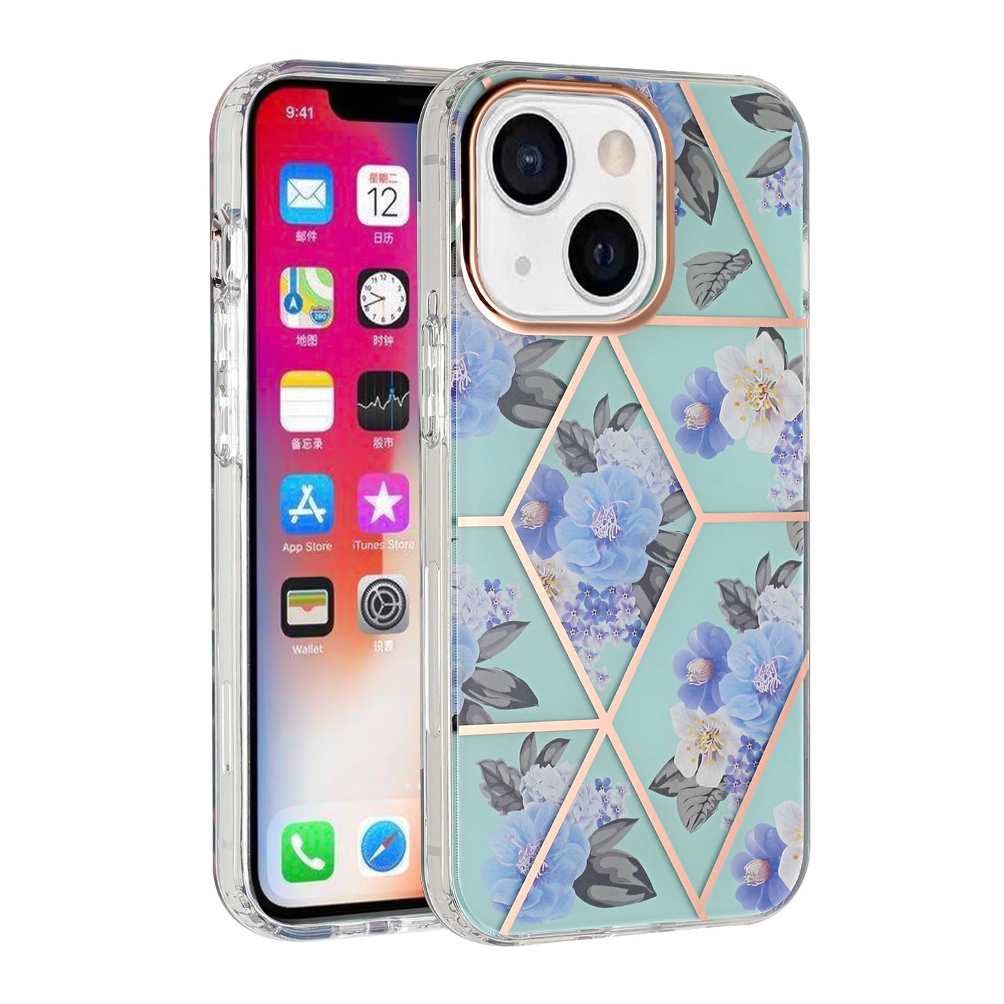 For Apple iPhone SE 2022 3rd/SE 2020/8/7 Fashion Floral IMD Design Flower Pattern Hybrid Protective Hard TPU Slim Back Phone Case Cover