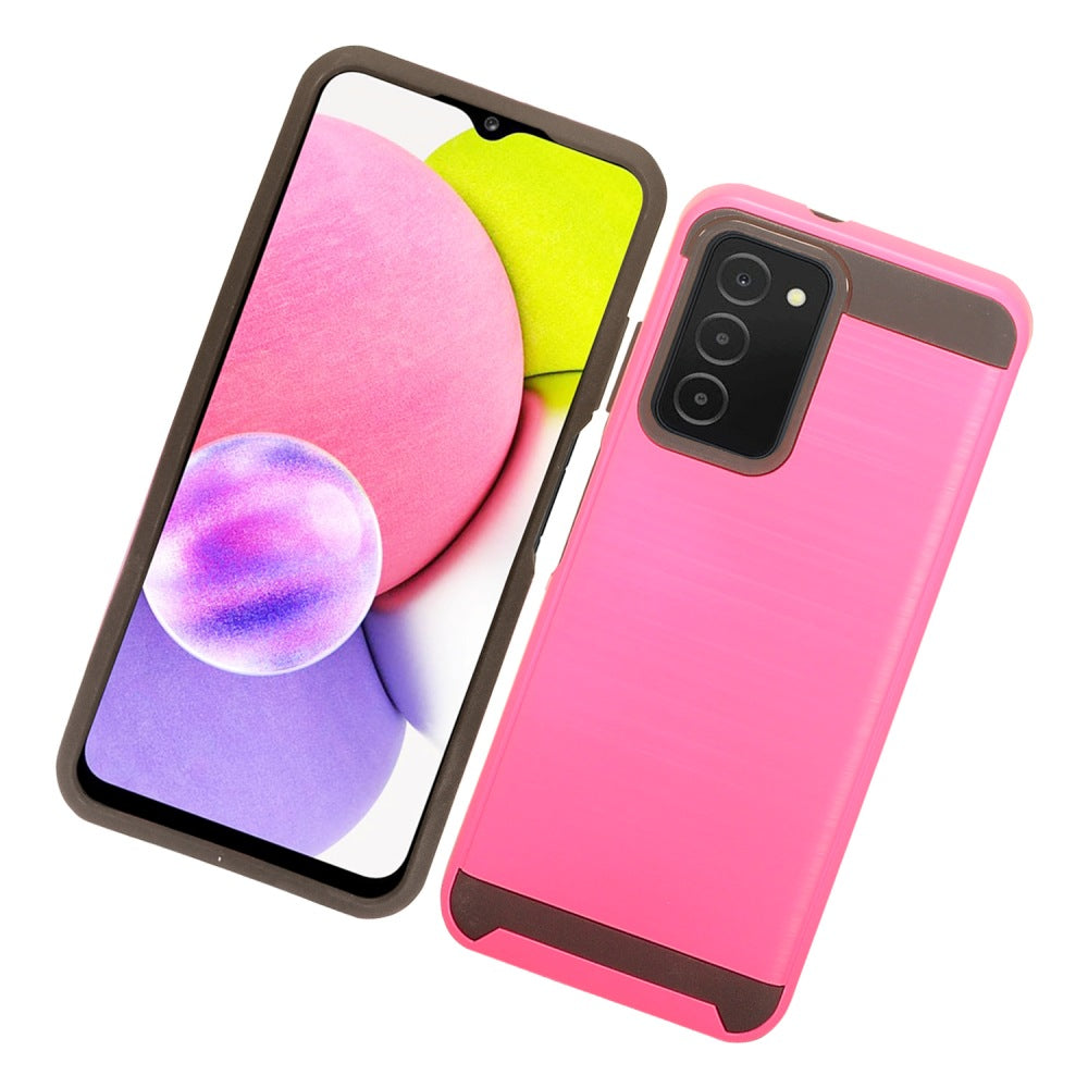 For Samsung Galaxy A03S Brushed Texture Slim Hybrid Shockproof Dual Layer Hard PC TPU Silicone Armor Rugged Protective Phone Case Cover