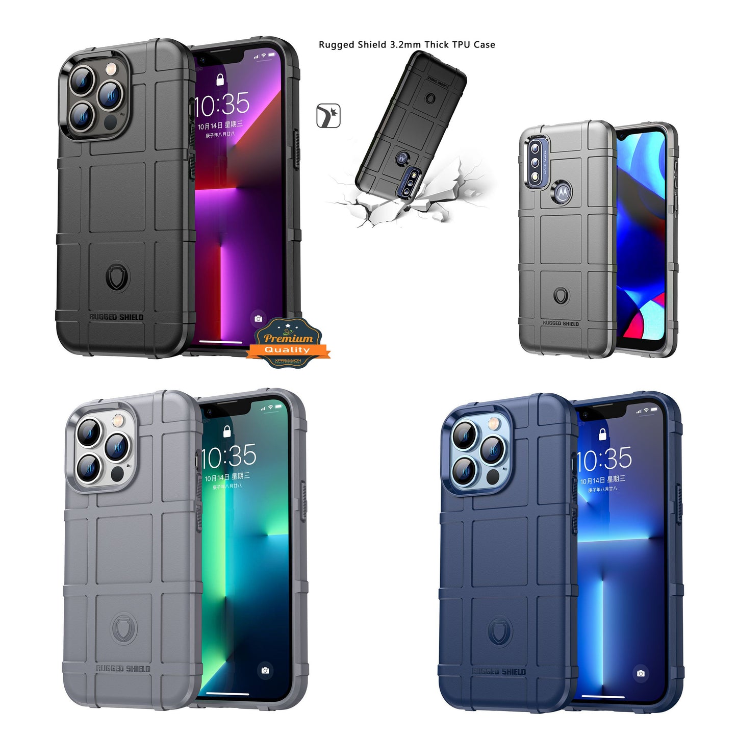 For Samsung Galaxy A33 5G Rugged Shield Hybrid TPU 3.2mm Thick Rough Armor Tactical Matte Grip Silicone Texture Anti-Drop Phone Case Cover