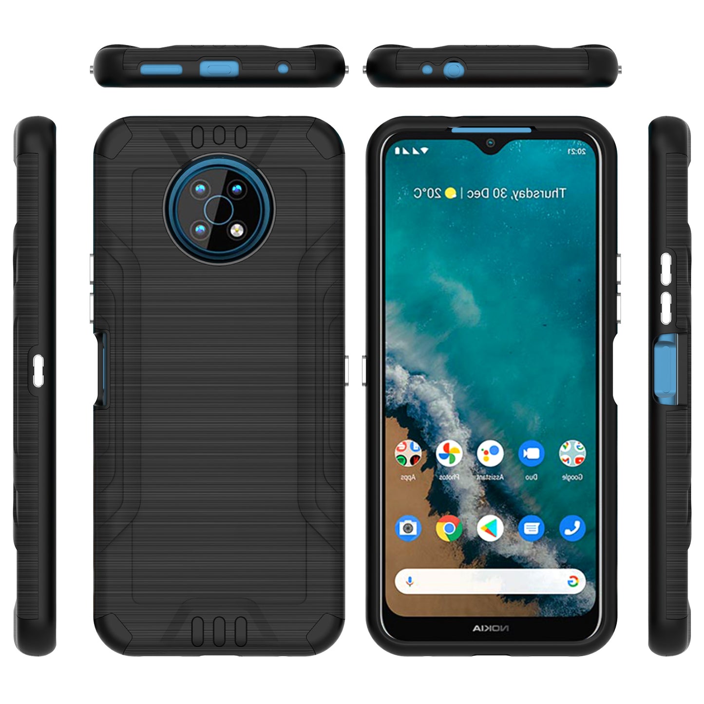 For Nokia G50 5G Hybrid Dual Layer Slim Defender Armor Tuff Metallic Brush Texture Finishing Shockproof Hard PC + Soft TPU Rubber Phone Case Cover