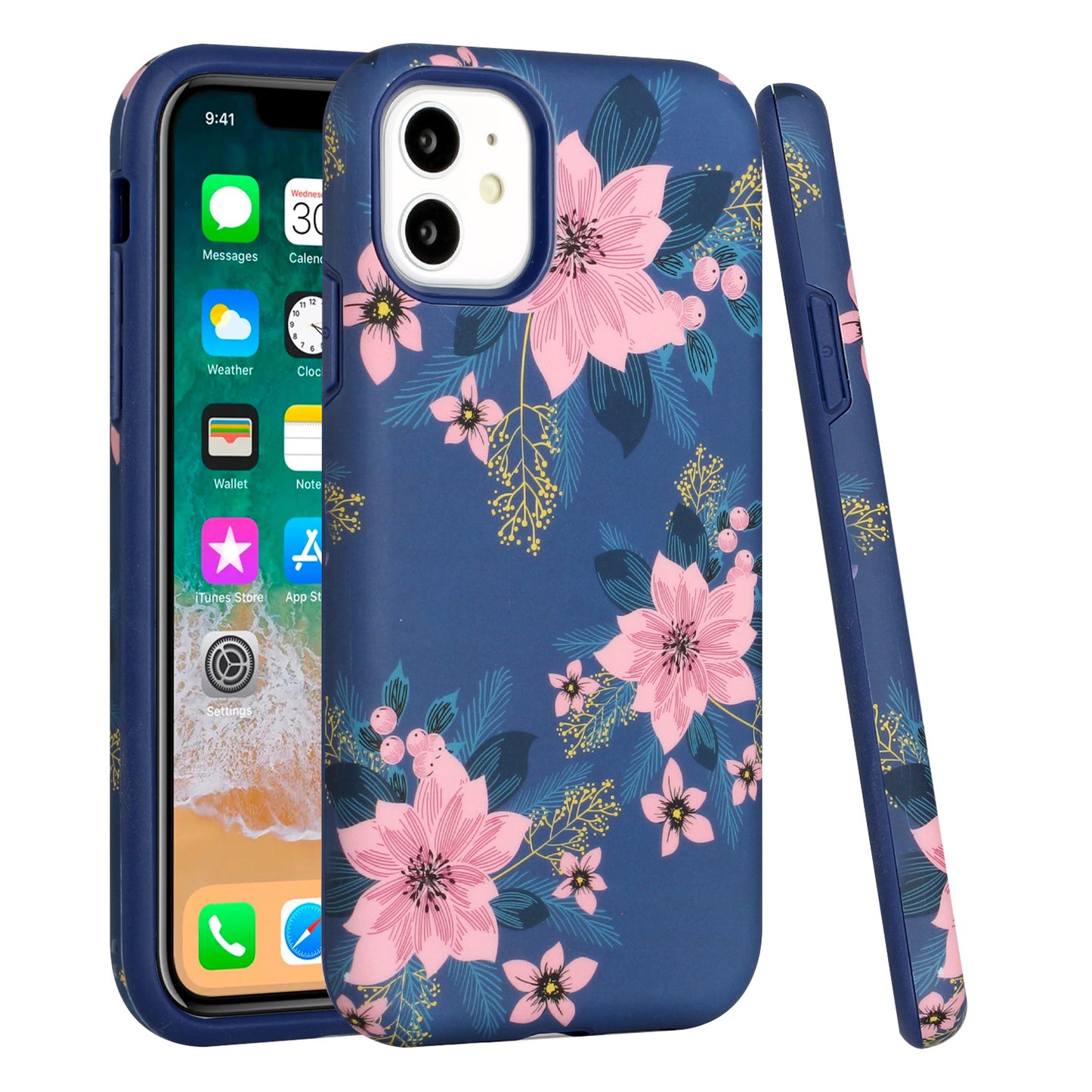 For Apple iPhone 13 Pro Max (6.7") Bliss Floral Stylish Design Hybrid Rubber TPU Hard Shockproof Armor Slim Phone Case Cover