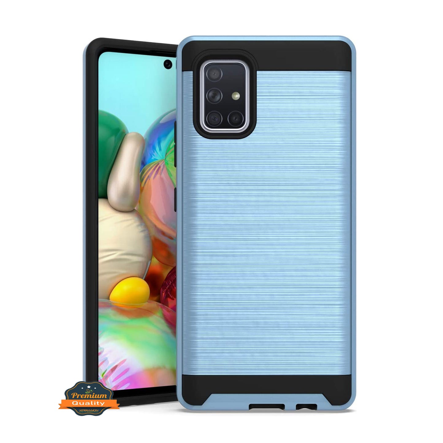 For Samsung Galaxy A54 5G Hybrid Brushed Metal Texture Rugged Slim Shockproof Dual Layers 2-Piece Hard PC + Soft TPU Phone Case Cover