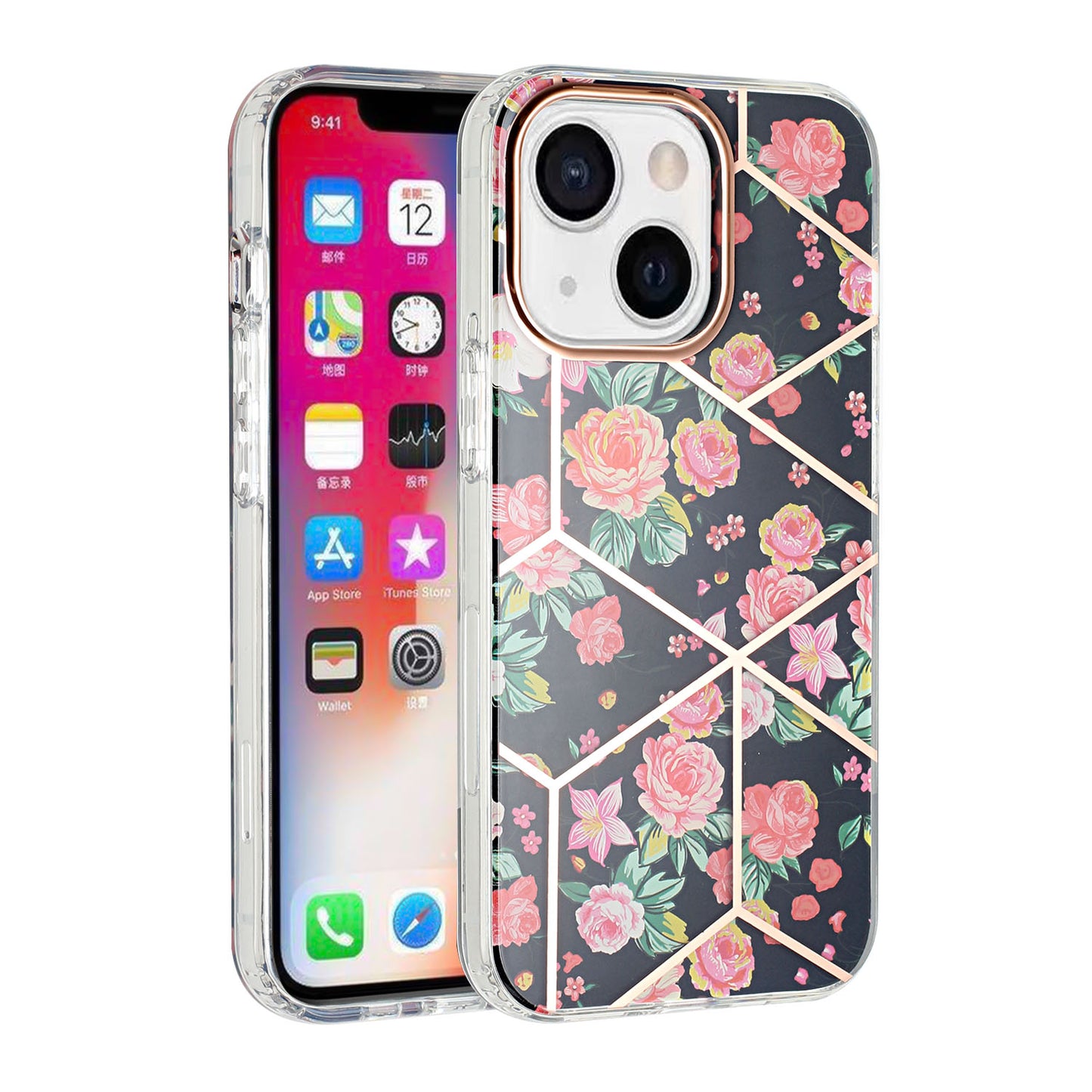 For Apple iPhone SE 2022 3rd/SE 2020/8/7 Fashion Floral IMD Design Flower Pattern Hybrid Protective Hard TPU Slim Back Phone Case Cover