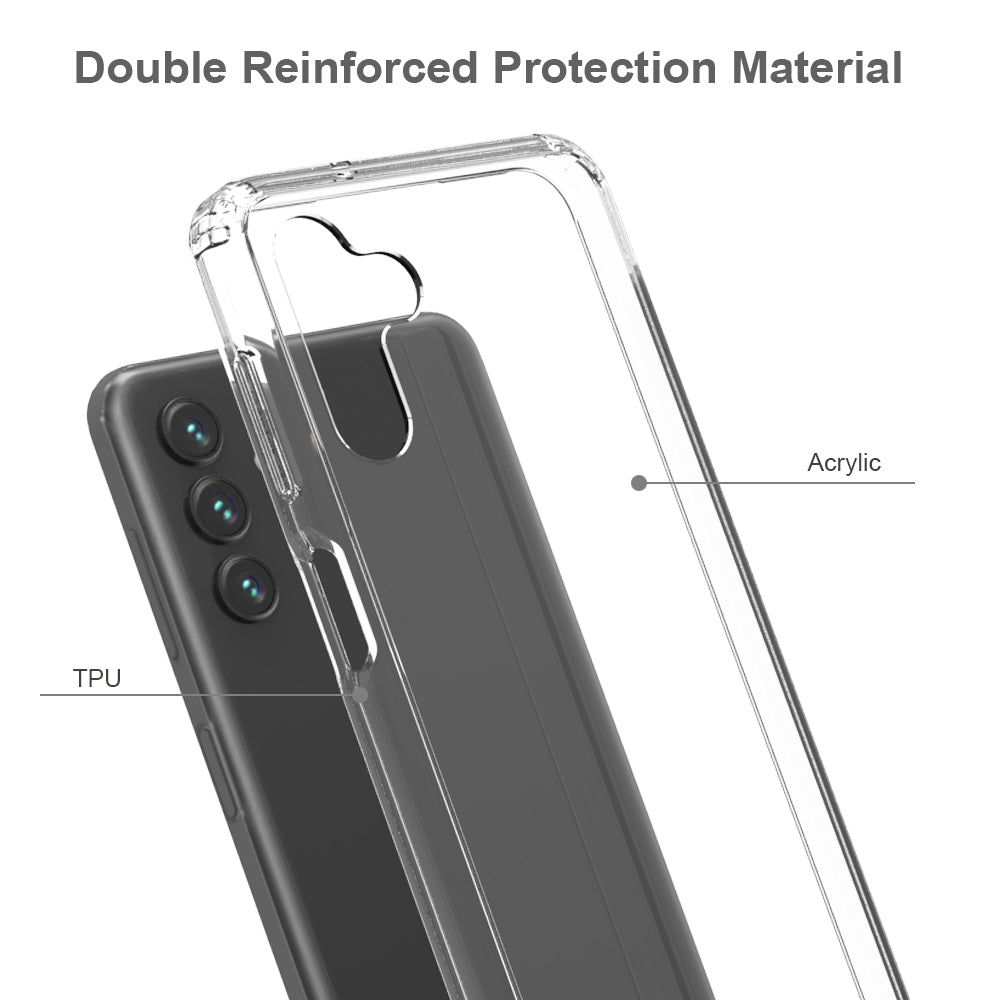 For Samsung Galaxy A13 5G Hybrid Transparent Clear Acrylic Back Hard PC & Soft TPU Full Protective Bumper Extra Shock-Absorb Phone Case Cover