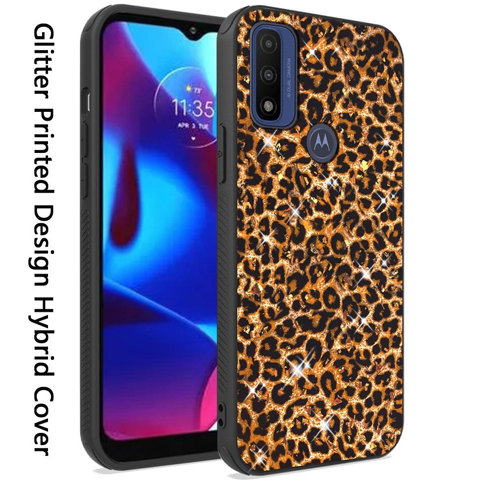 For Motorola Moto G Power 2022 Printed Design Pattern Hybrid with Glitter Sparkle Bling Slim Fit Hard TPU Shockproof Protective Phone Case Cover