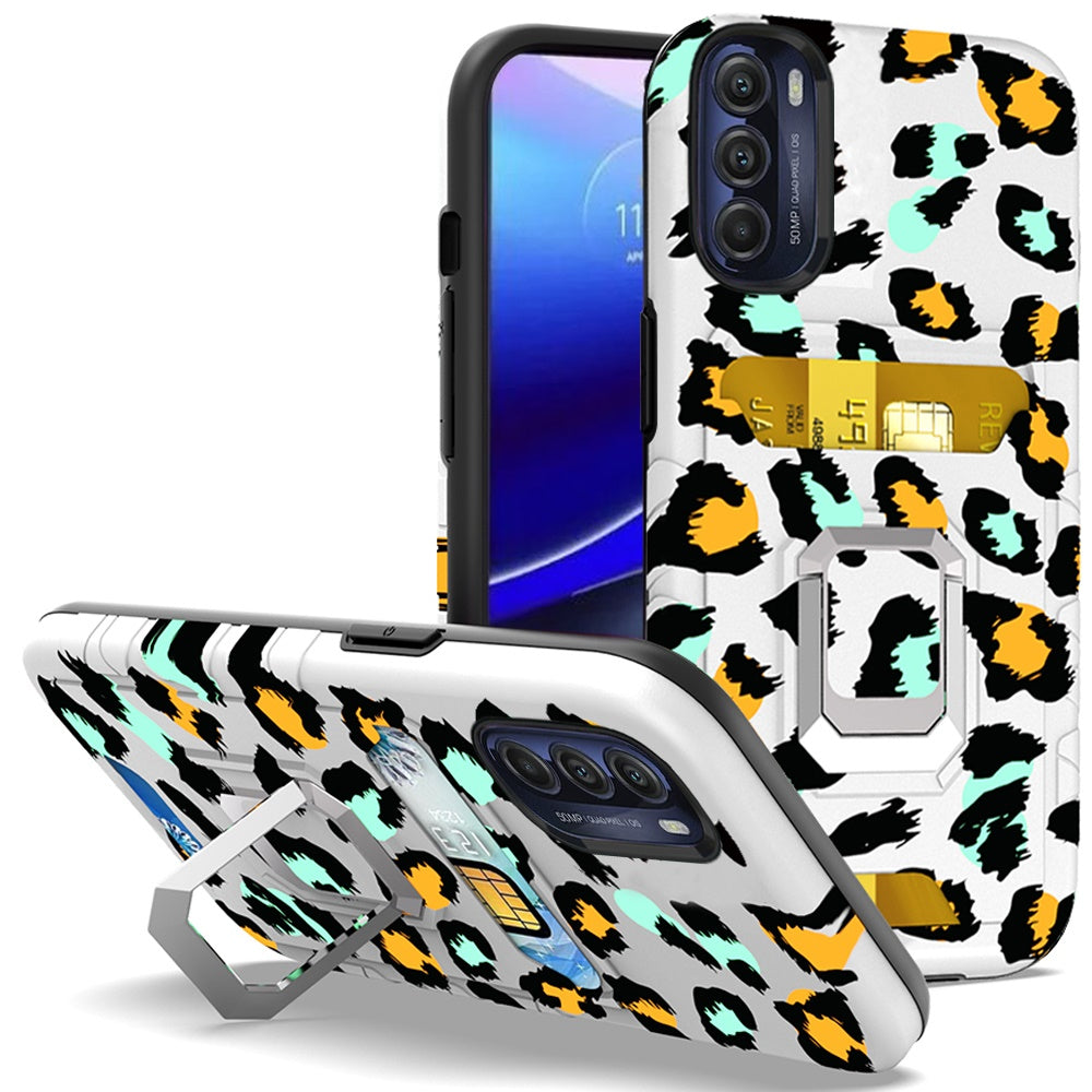 For Motorola Moto G Stylus 5G 2022 Stylish Wallet Case with Credit Card Holder & Magnetic Kickstand Ring Hybrid Armor Phone Case Cover