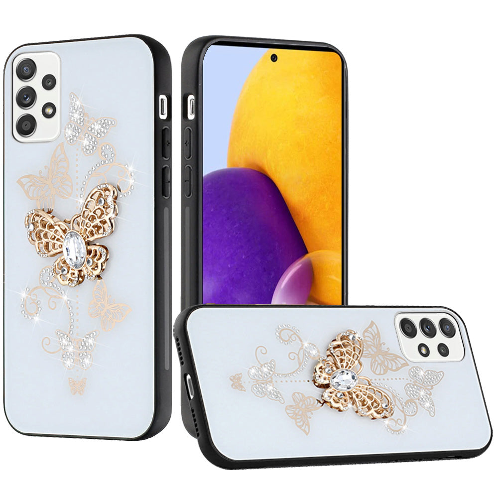 For Samsung Galaxy A73 5G 3D Diamond Bling Sparkly Glitter Ornaments Engraving Hybrid Armor Rugged Metal Fashion Phone Case Cover