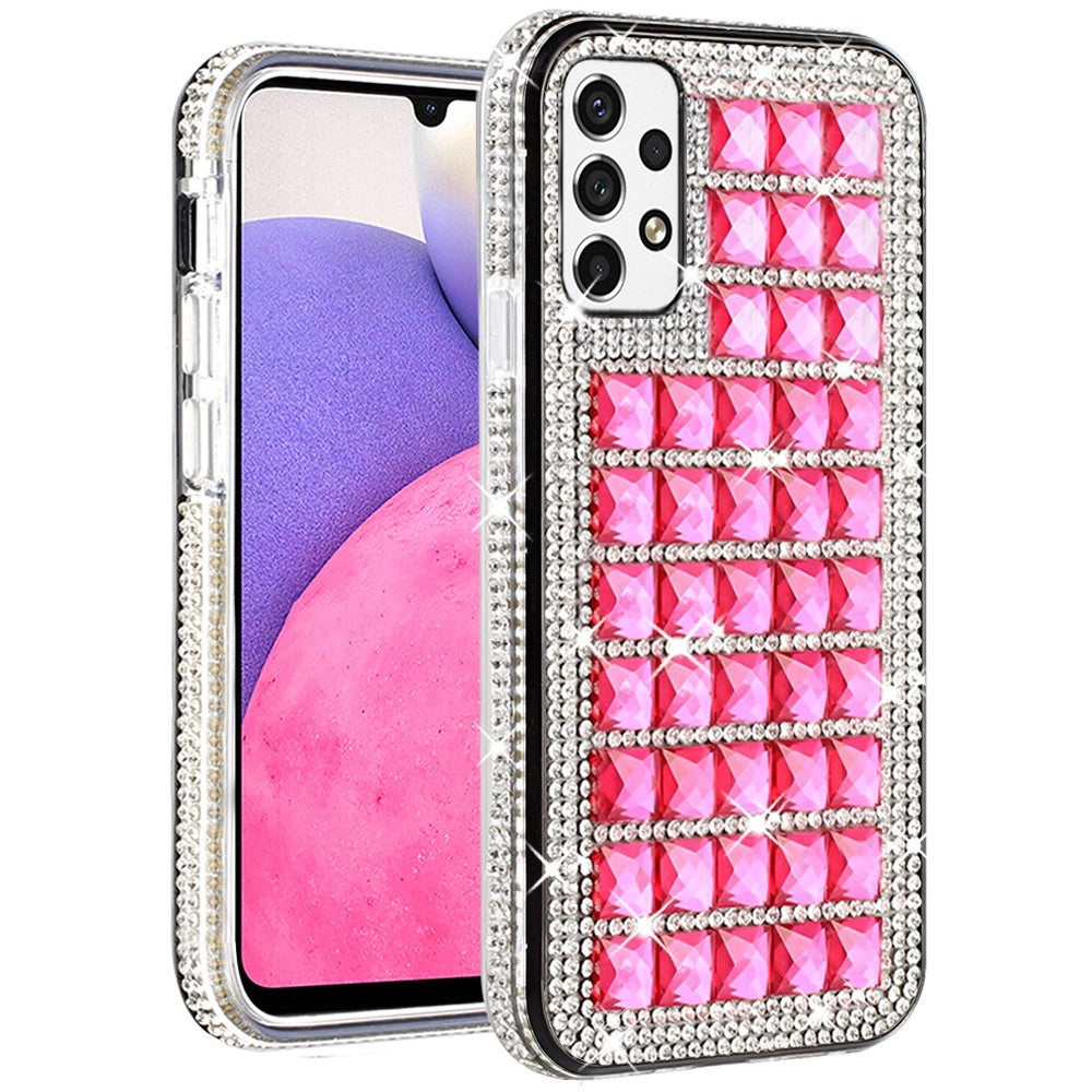 For Samsung Galaxy A33 5G Luxury 3D Bling Diamonds Rhinestone Jeweled Shiny Crystal Hybrid TPU Bumper Hard PC Phone Case Cover