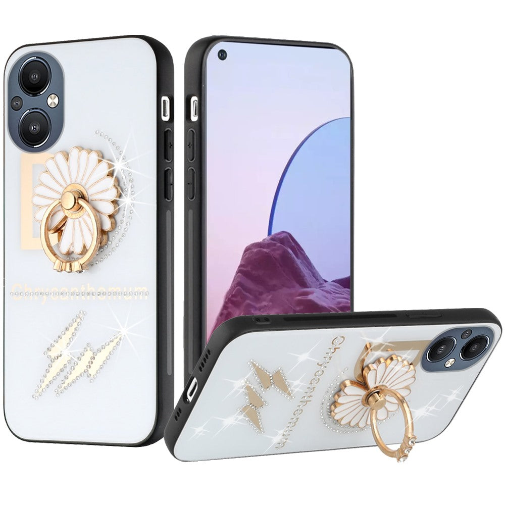 For OnePlus Nord N20 5G Diamond Bling Sparkly Glitter Ornaments Engraving Hybrid Ring Stand Holder Rugged Fashion Phone Case Cover