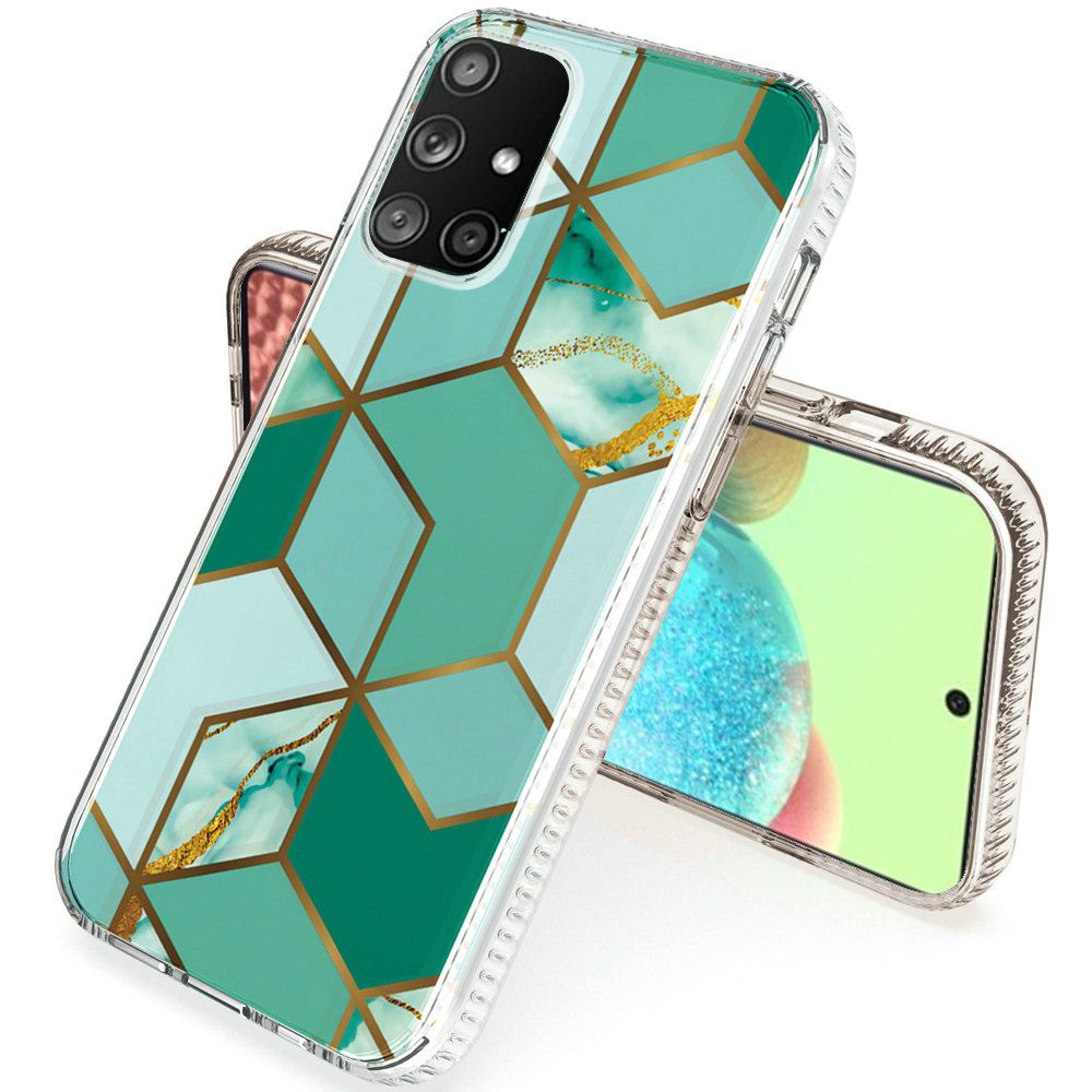 For Samsung Galaxy A71 5G Hybrid Design Graphic Fashion Colorful Sparkle Pattern Silicone Skin TPU Hard PC Armor Ultra Slim Phone Case Cover