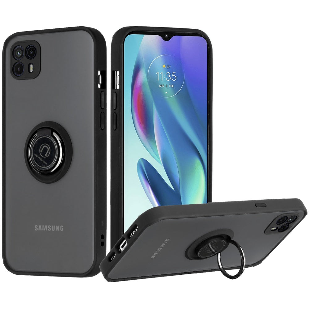For Motorola Moto G50 5G Hybrid Protective PC Shockproof with 360° Rotation Ring Magnetic Metal Stand & Covered Camera Phone Case Cover