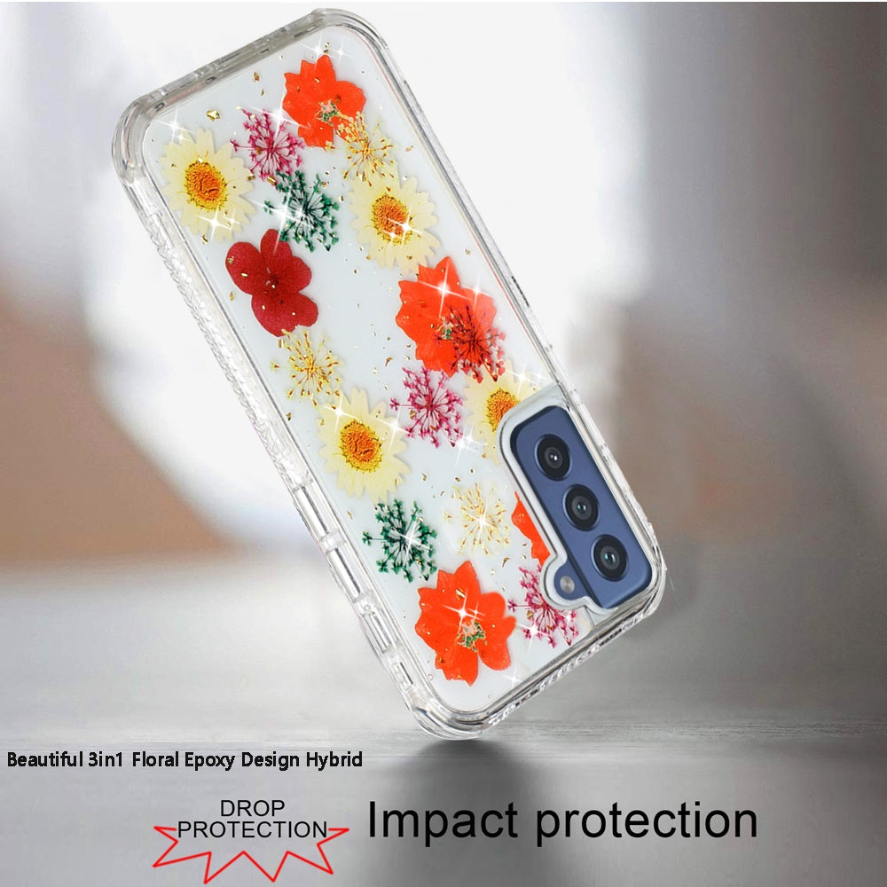 For Samsung Galaxy A13 4G Beautiful Sparkle Glitter Floral Epoxy Design Shockproof Hybrid Fashion Bling Rubber TPU Phone Case Cover