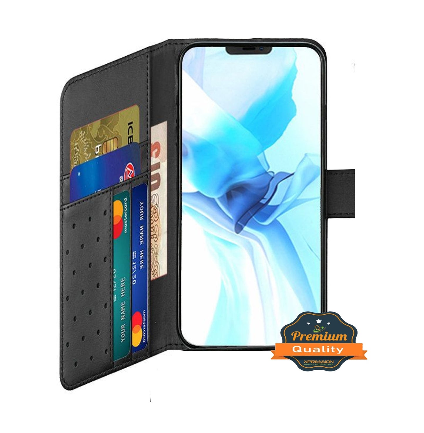 For Apple iPhone 11 (6.1") Wallet Case with Credit Card Holder, PU Leather Flip Pouch Kickstand & Strap TPU Protective Phone Case Cover